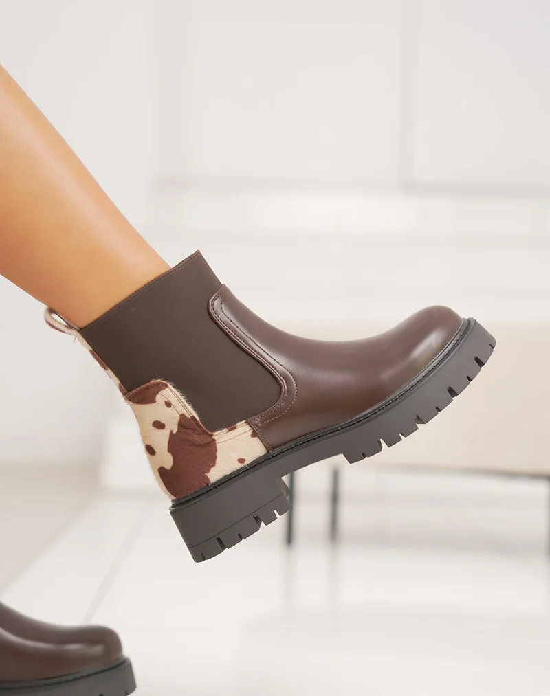 Bottines Chelsea marron – Détail vachette – Semelle crantée