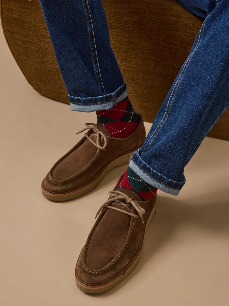 Derbies lacets croûte de cuir homme