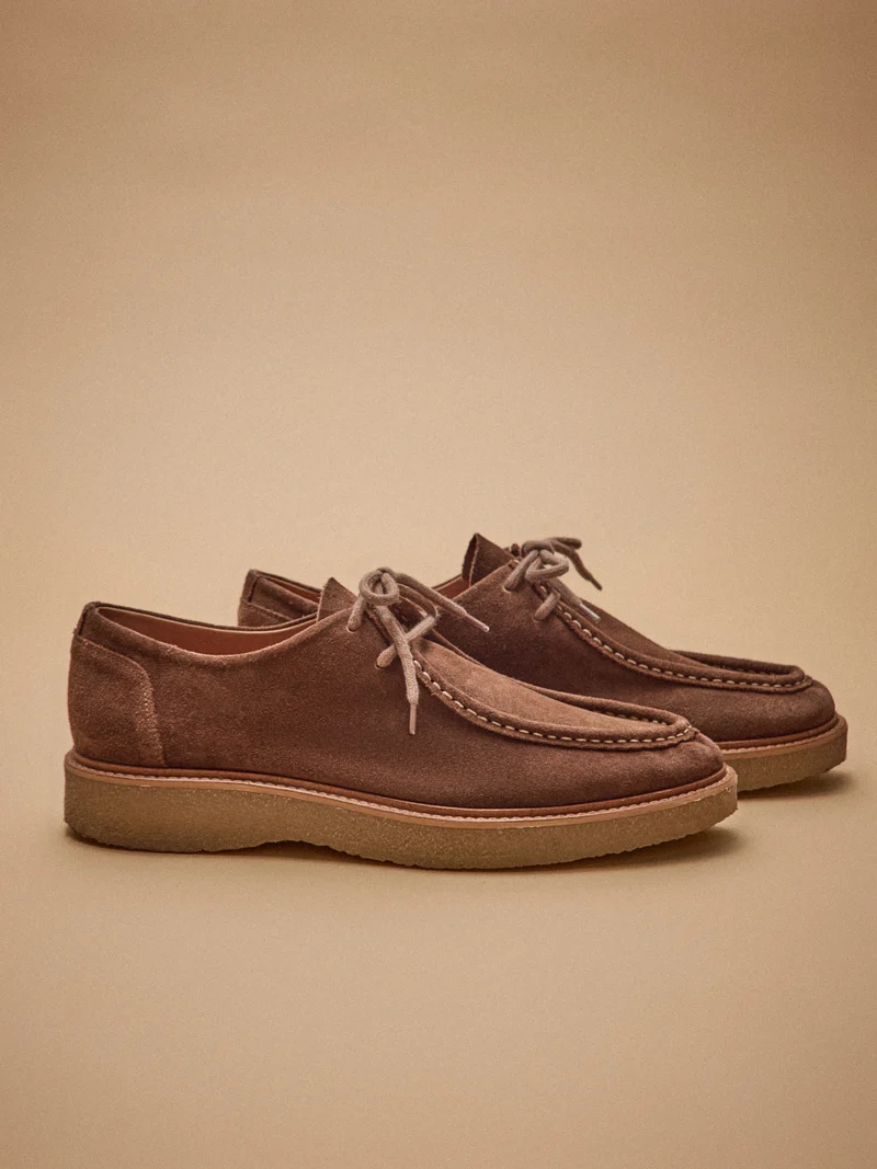 Derbies lacets croûte de cuir homme