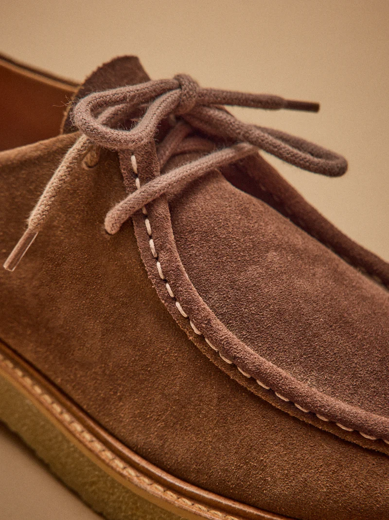 Derbies lacets croûte de cuir homme