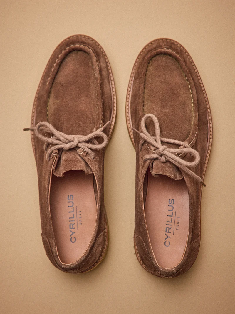 Derbies lacets croûte de cuir homme