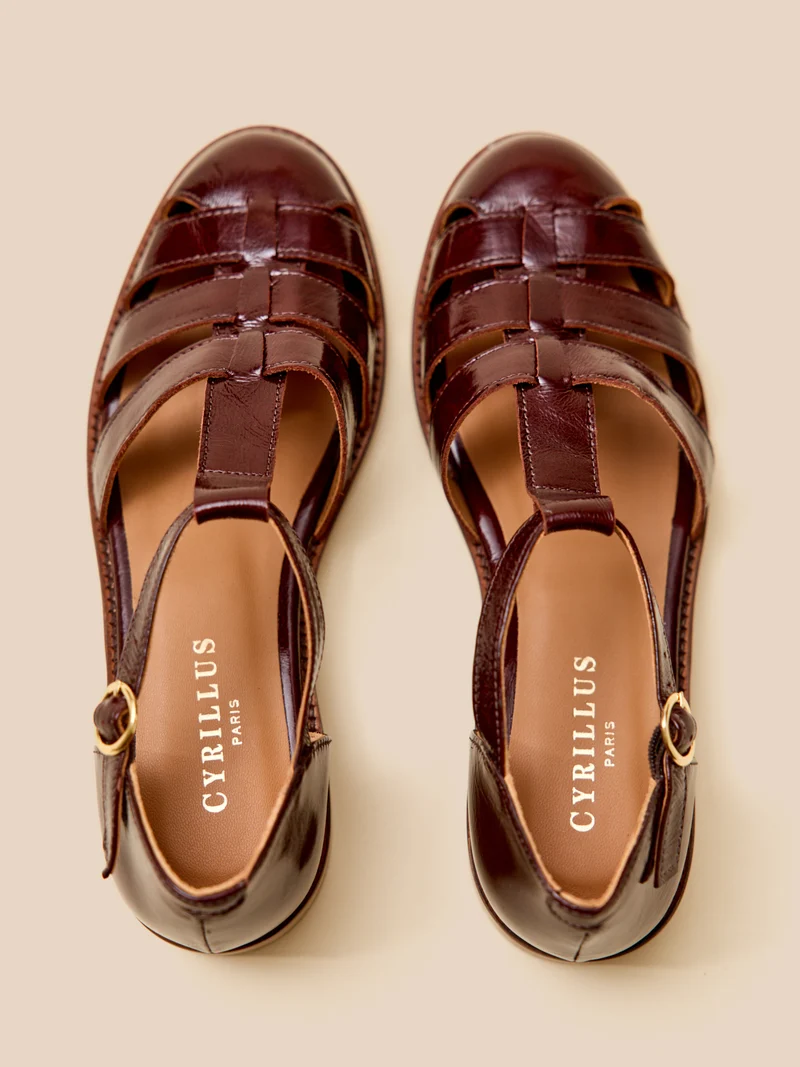 Sandales à talon style pêcheur cuir femme
