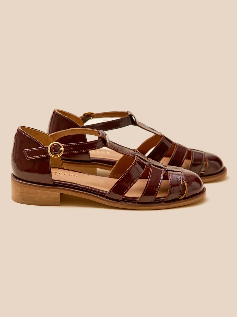 Sandales à talon style pêcheur cuir femme