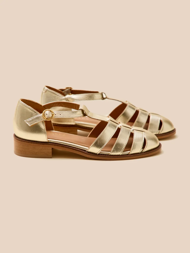 Sandales à talon style pêcheur cuir femme