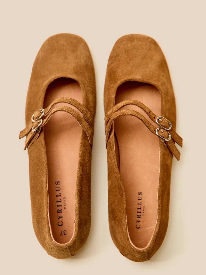 Ballerines 2 brides cuir femme