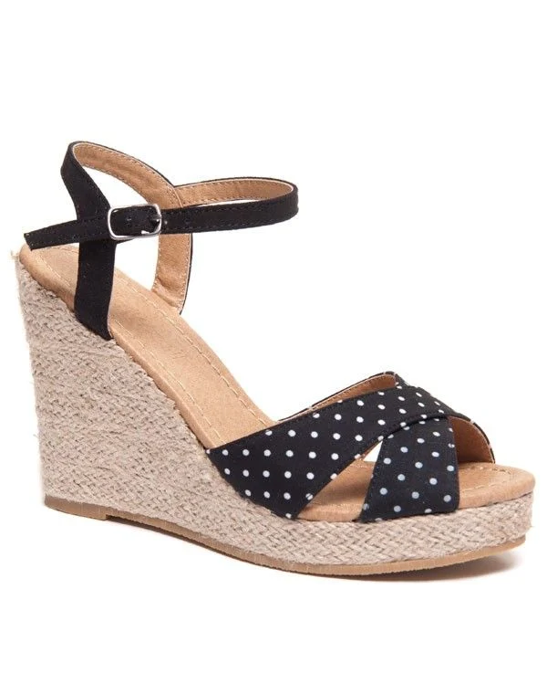 Sandale femme Ideal: Espadrille compensée noire