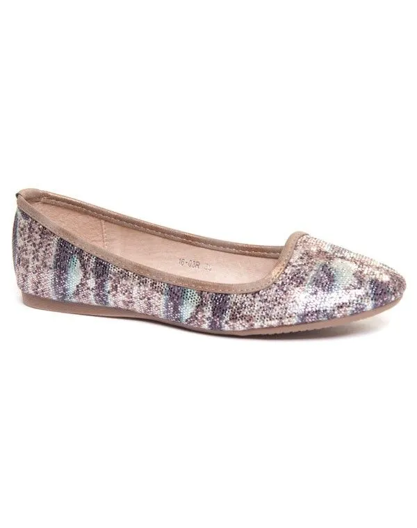 Chaussure femme Bellucci: Ballerines marrons et or pailletés