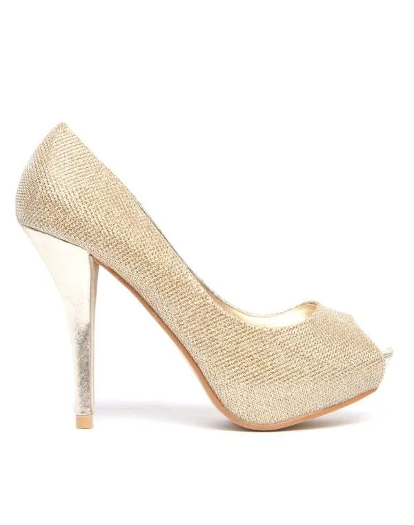 Chaussure femme Bellucci: Escarpins dorés pailleté