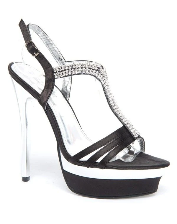 Escarpin plateforme noir Bellucci à talon aiguille et strass