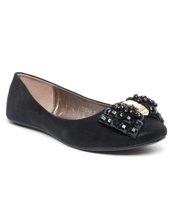 Ballerines Femme Metalika: N?ud strass et tissu irisé noire