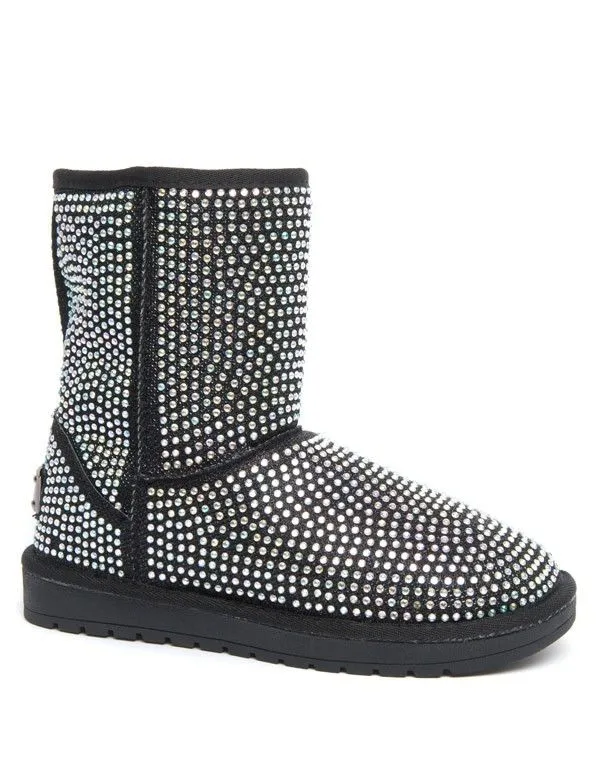 Bottes hiver ICE Queen noir à strass doublure fourrure