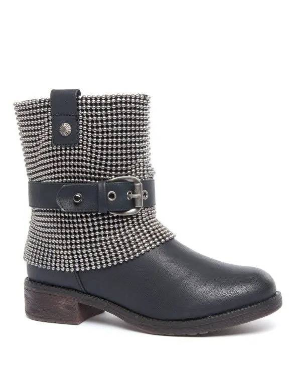 Botte émail argenté et ceinture décorative Sinly noir