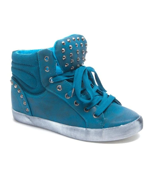 Chaussure femme Sinly: Basket clouté semelle vintage bleu