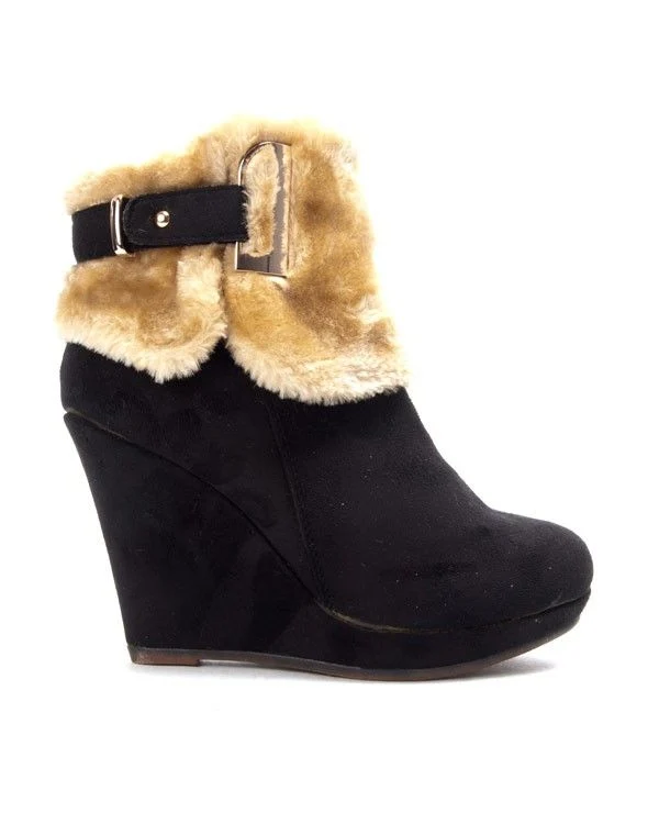 Chaussures femme Bruna Rossi: Bottine compensée fourrée noire
