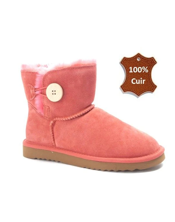 Chaussure femme Sinly: Bottine fourrée en CUIR rose