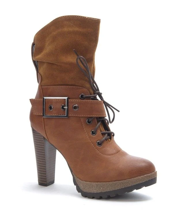 Chaussure femme Sinly: Botte à talon vintage camel