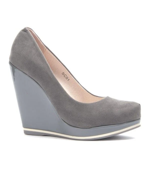 Chaussure femme Sinly: Escarpin compensé gris