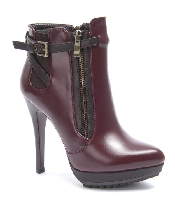 Chaussures femme Sinly: Botte à talon bordeaux