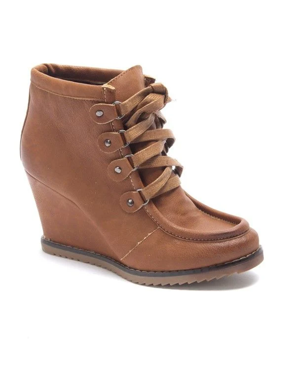 Chaussure femme Sinly: Bottines à talon compensés camel