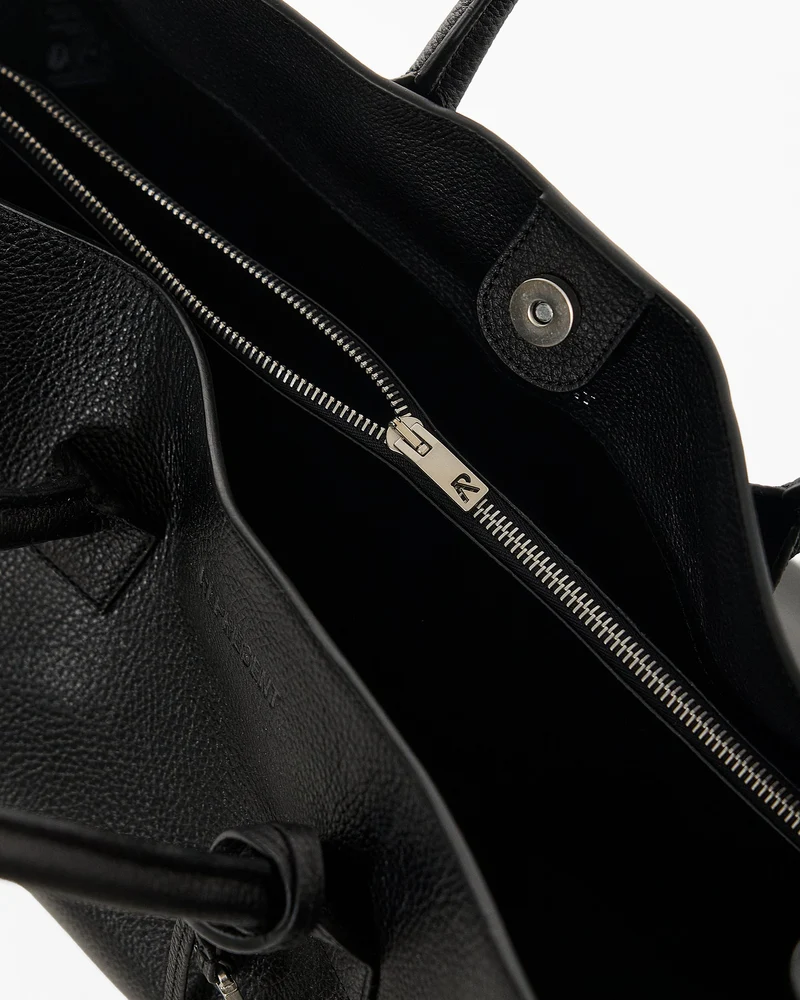 Leather Tote Bag - Textured Black