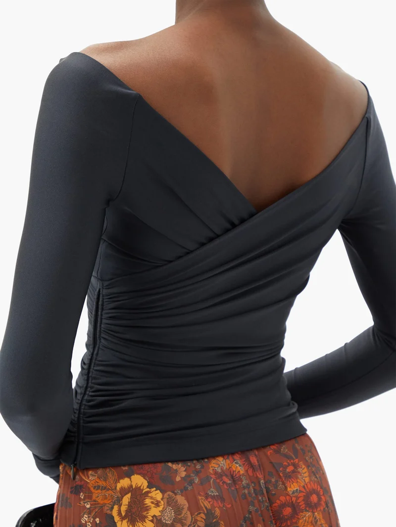 Wraparound stretch-jersey top