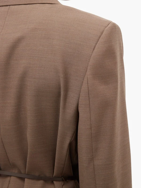 Belted single-breasted wool jacket