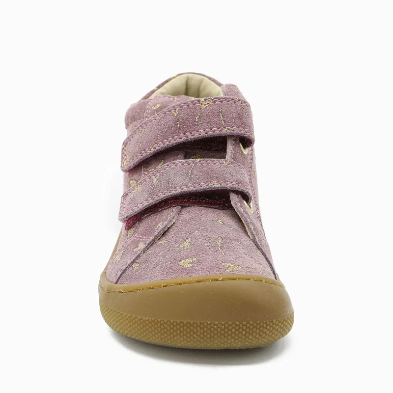 Naturino Barefoot Kommy Velcros Suede Glitter Flower Hearth Magnolia
