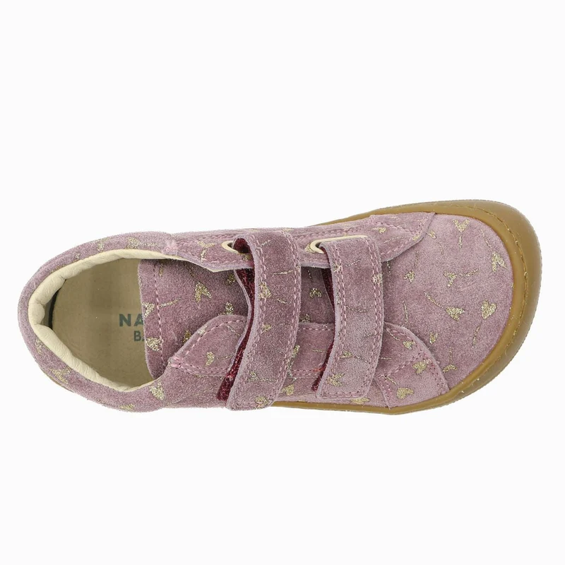 Naturino Barefoot Kommy Velcros Suede Glitter Flower Hearth Magnolia