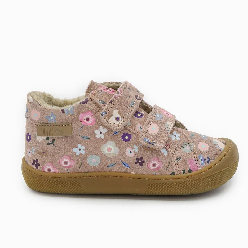 Naturino Barefoot Kommy Velcros Suede Wool Flowering Rose