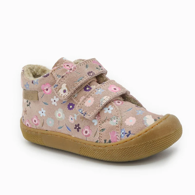 Naturino Barefoot Kommy Velcros Suede Wool Flowering Rose