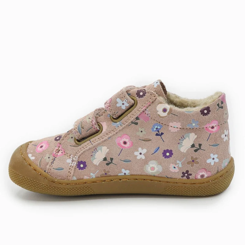 Naturino Barefoot Kommy Velcros Suede Wool Flowering Rose