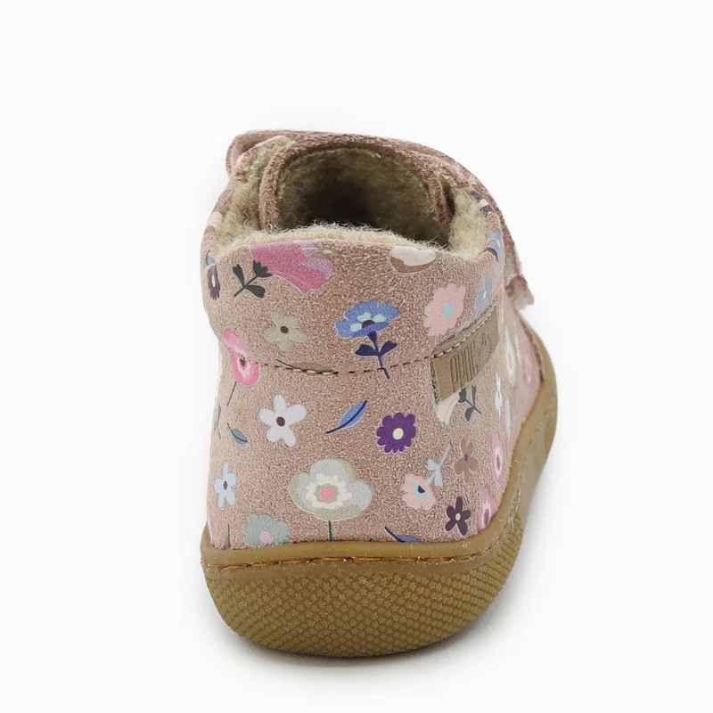 Naturino Barefoot Kommy Velcros Suede Wool Flowering Rose