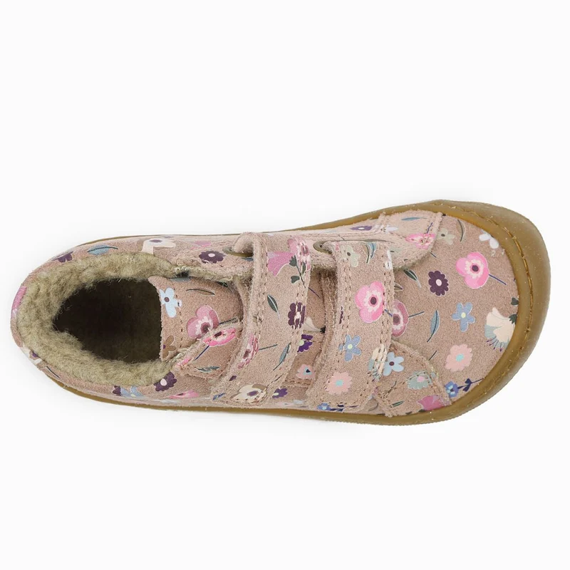 Naturino Barefoot Kommy Velcros Suede Wool Flowering Rose