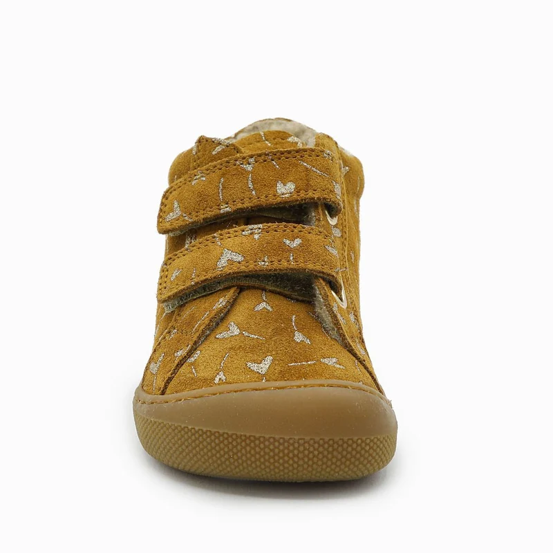 Naturino Barefoot Kommy Velcros Suede Wool Glitter Flower Hearth