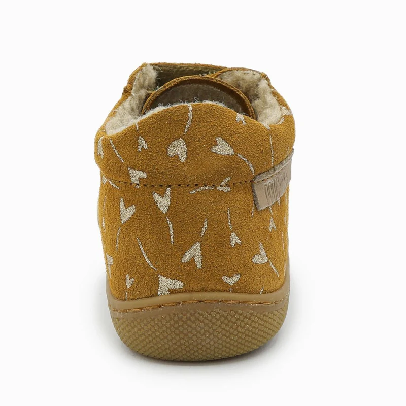 Naturino Barefoot Kommy Velcros Suede Wool Glitter Flower Hearth