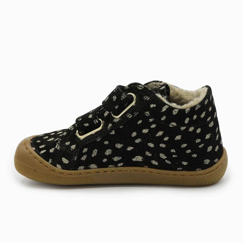 Naturino Barefoot Kommy Velcros Suede Wool Black Platinium
