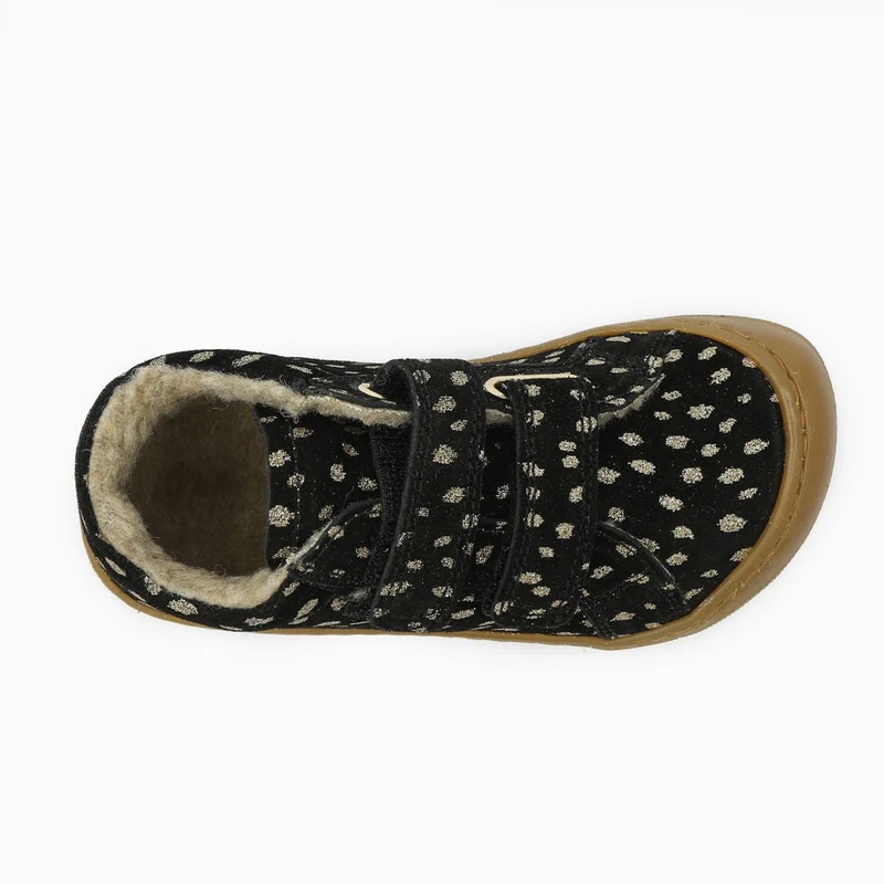 Naturino Barefoot Kommy Velcros Suede Wool Black Platinium