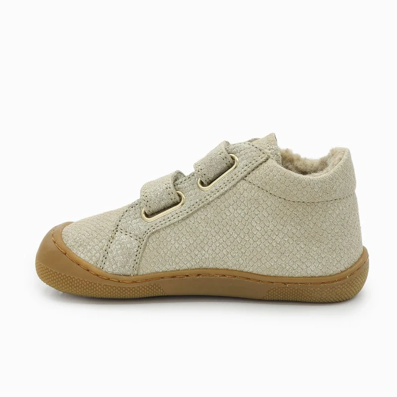 Naturino Barefoot Kommy Velcros Wool Lizard Met Platinum