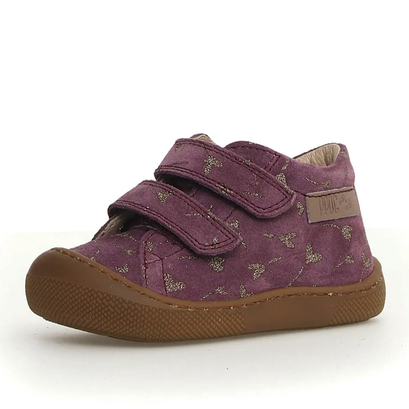 Naturino Barefoot Orec Velcros Suede Glitter Flower Hearth Magnolia