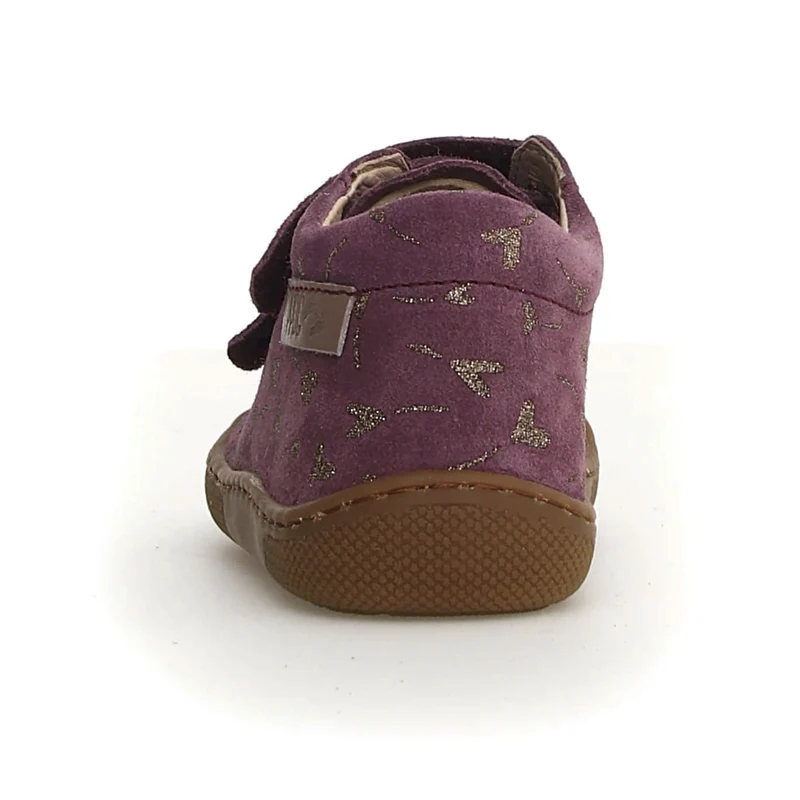 Naturino Barefoot Orec Velcros Suede Glitter Flower Hearth Magnolia