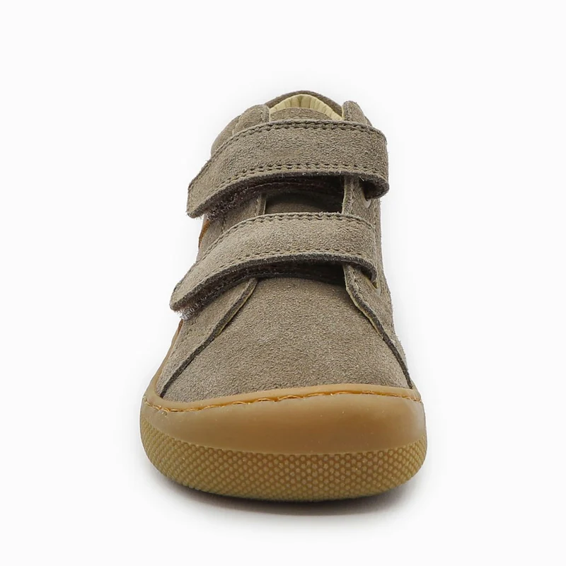 Naturino Barefoot Grimby Velcros Suede Mud Cognac