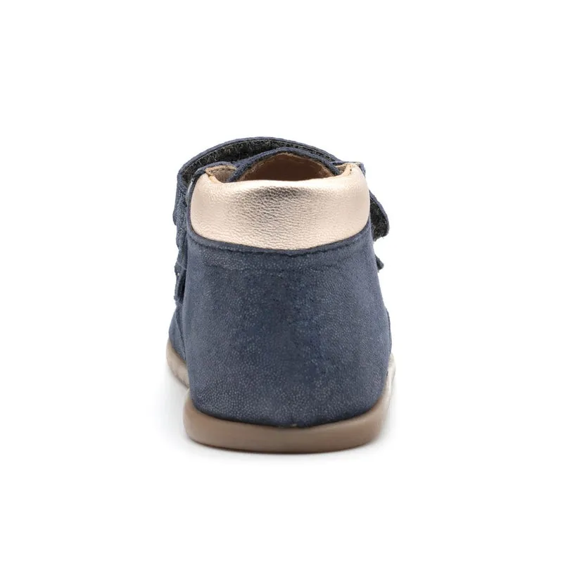 Babybotte barefoot Derbies Velcro Confetti Blue Paillettes