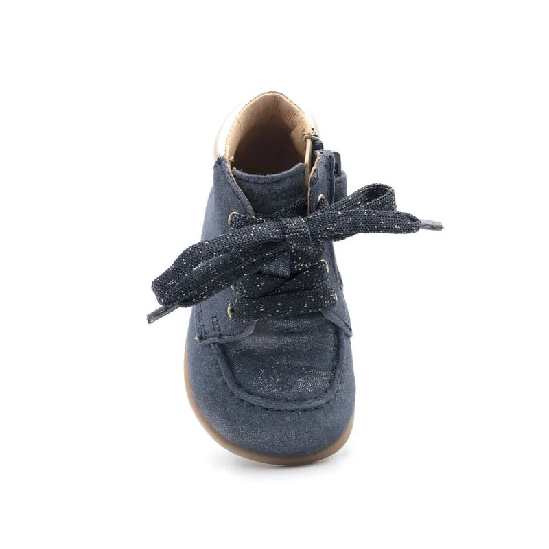 Babybotte barefoot Derbies Zip Confetti Blue Paillettes