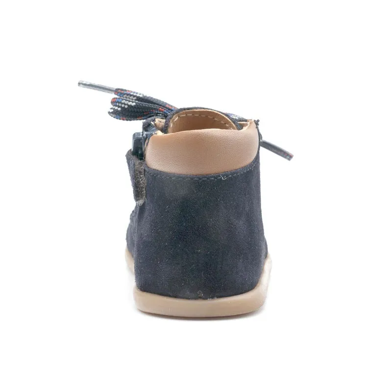 Babybotte barefoot Derbies Zip Velour Blue