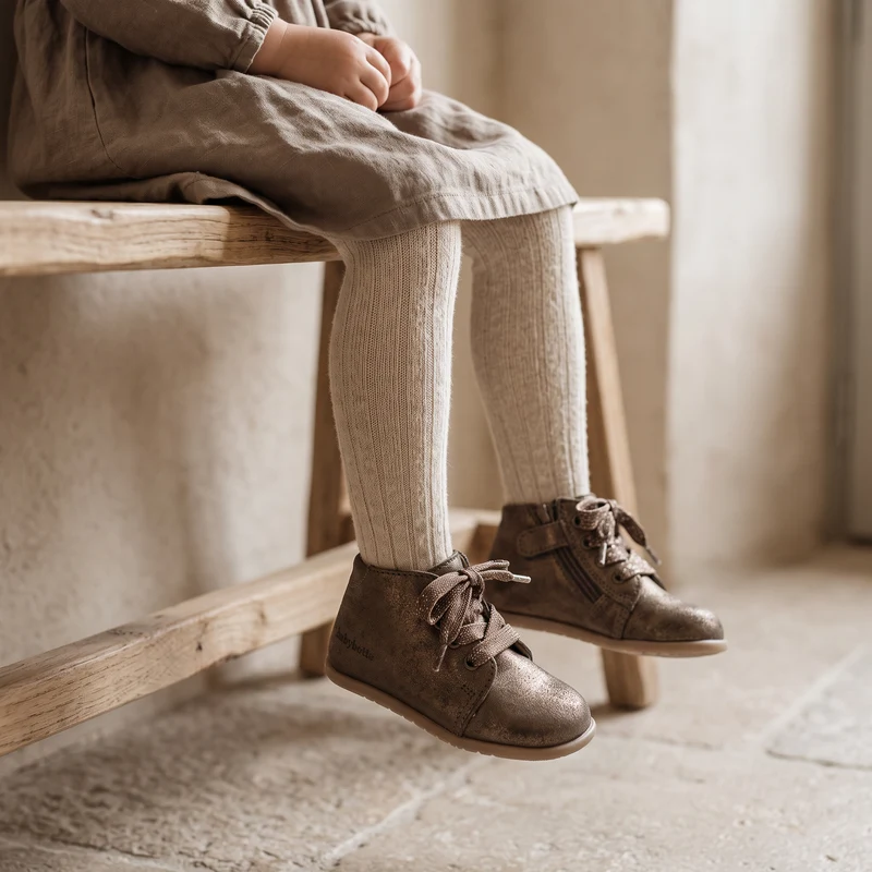 Babybotte barefoot Fredy Zip Bronzo Paillettes