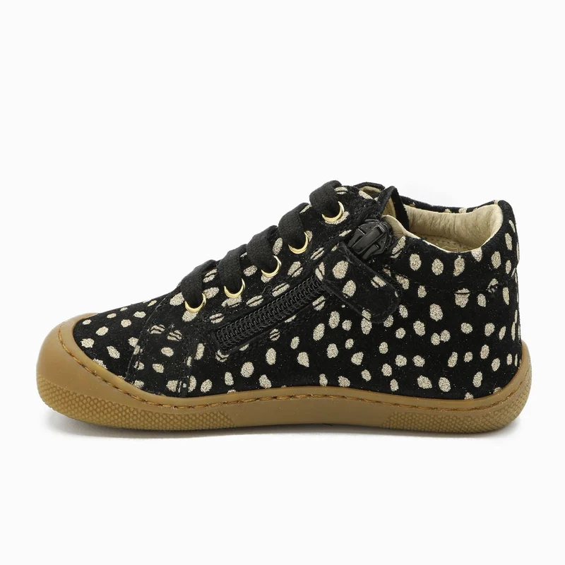 Naturino Barefoot Kommy Zip Suede Black Platinum