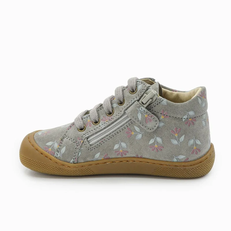 Naturino Barefoot Kommy Zip Suede Cyclamens Dark Grey