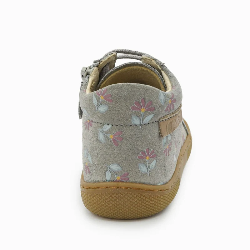 Naturino Barefoot Kommy Zip Suede Cyclamens Dark Grey