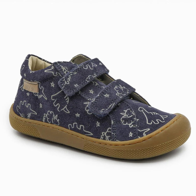 Naturino Barefoot Kommy Velcros Suede Soft Dino Navy
