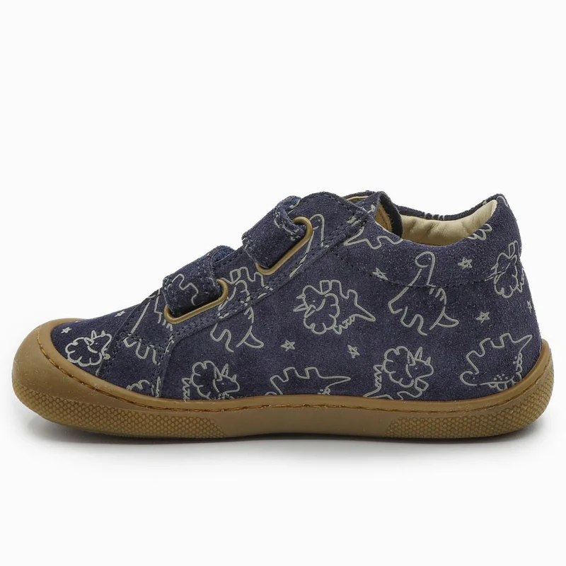 Naturino Barefoot Kommy Velcros Suede Soft Dino Navy